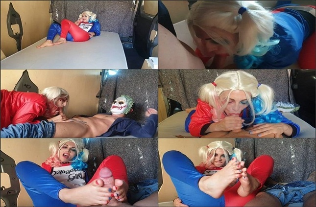 Suicide squad Porn Parody – Candycherry – Harley Quinn makes a Footjob to the Joker HD